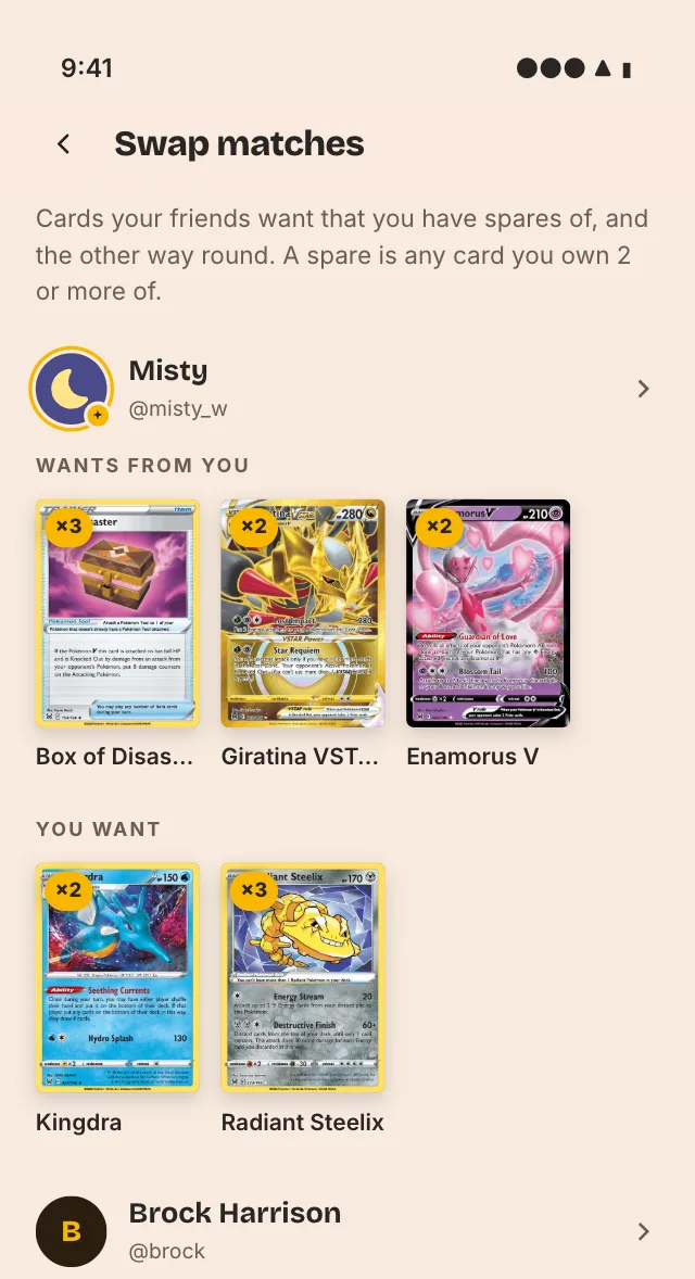 Swap matches with a friend